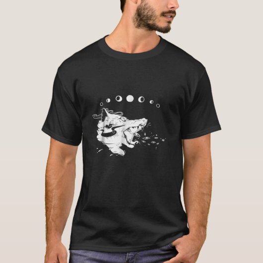 Goth Wolf mit Mondphasen, Hexenwerk T-Shirt (Vorderseite)