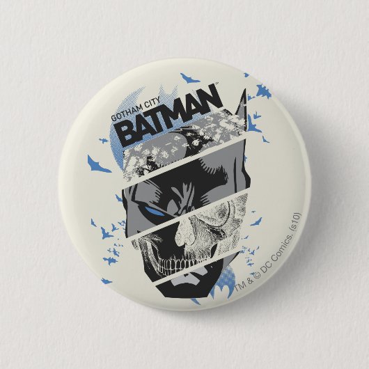 Gotham City Batman Skull Collage Button (Vorderseite)