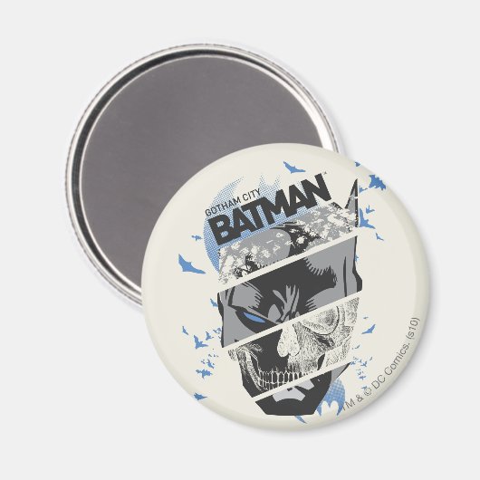 Gotham City Batman Skull Collage Magnet (Vorderseite/Rückseite)