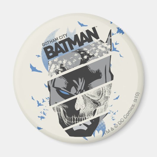 Gotham City Batman Skull Collage Magnet (Vorne)