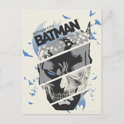 Gotham City Batman Skull Collage Postkarte (Vorderseite)