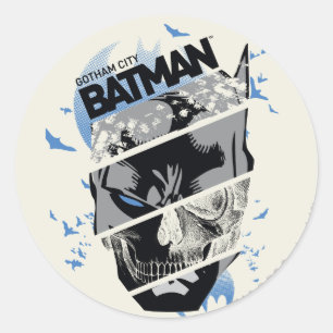Gotham City Batman Skull Collage Runder Aufkleber