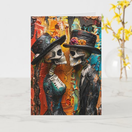 GOTHC SKELETONS WEDING GRATULATIONS CARDS KARTE (Gelbe Blume)