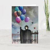 Gothday Balloons & Cloudy Sky Black Cloak Karte (Vorderseite)