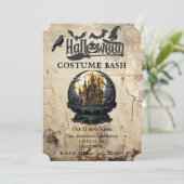 Gothehaus im Snow Globe Halloween Party Einladung (Stehend Vorderseite)