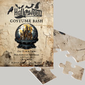 Gothehaus in Snow Globe Halloween-Party Einladung Puzzle