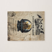 Gothehaus in Snow Globe Halloween-Party Einladung Puzzle (Horizontal)