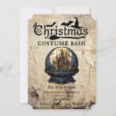 Gothehaus in Snow Globe Weihnachtskostüm Party Einladung (Vorderseite)