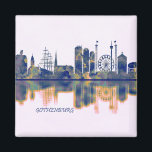 Göthenburg Skyline Magnet<br><div class="desc">Dark Blue Skyline von Göteborg,  einer schwedischen Großstadt,  liegt vor dem Göta älv an der Westküste des Landes</div>