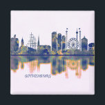 Göthenburg Skyline Magnet<br><div class="desc">Dark Blue Skyline von Göteborg,  einer schwedischen Großstadt,  liegt vor dem Göta älv an der Westküste des Landes</div>