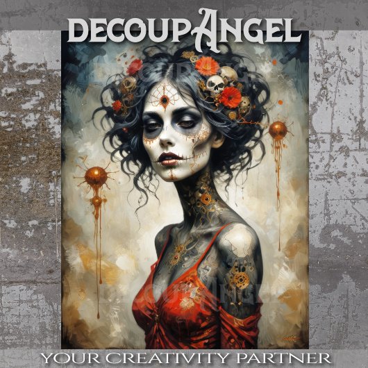 Gothess Santa Muerte - Decoupage - Seidenpapier