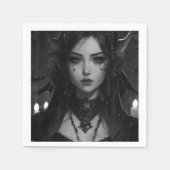 Gothfrau in böse realistische Anime-Stil Serviine Serviette (Vorderseite)