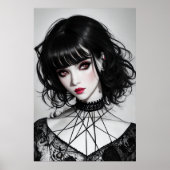 Gothfrauen schwarzes Haar | AI Art Poster (Vorne)