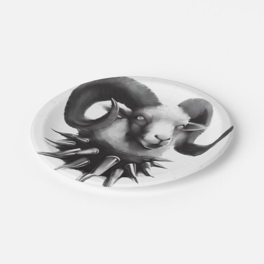 Gothgoat Originalkunst von Mismultifee Pappteller (Schrägansicht)