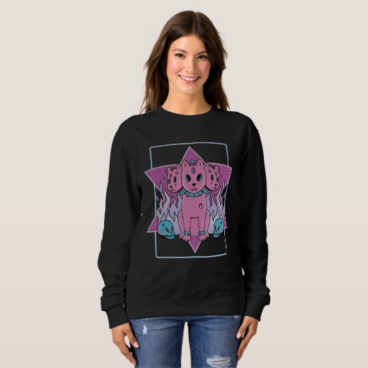 Gothic 3 Heads Cats Sweatshirt (Vorne ganz)
