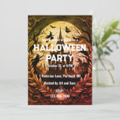 Gothic Altes Viktorianisches Vintages Halloween-Pa Einladung (Stehend Vorderseite)