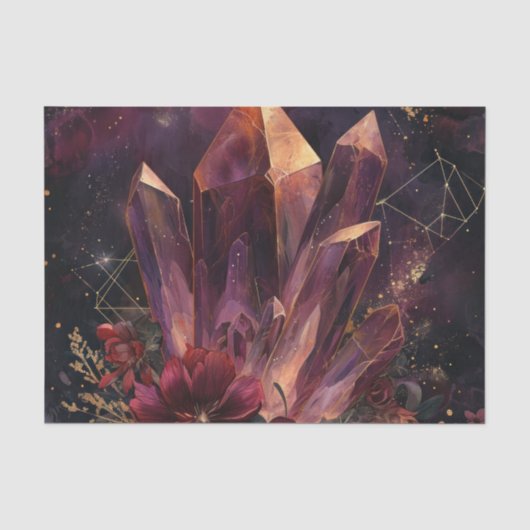 Gothic Amethyst Blumen Galaxy Muster Seidenpapier (Vorderseite)