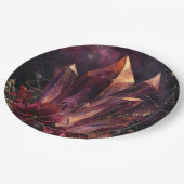 Gothic Amethyst Floral Galaxie Muster Pappteller (Schrägansicht)