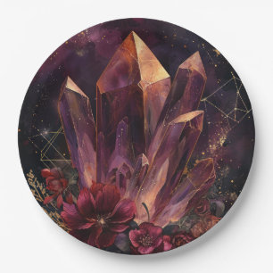 Gothic Amethyst Floral Galaxie Muster Pappteller