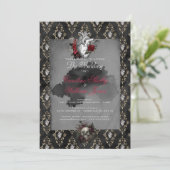 Gothic Anatomy Heart Black Rose Einladung Hochzeit (Stehend Vorderseite)