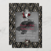 Gothic Anatomy Heart Black Rose Einladung Hochzeit (Vorne/Hinten)