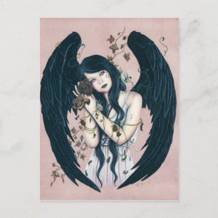 Gothic Angel Decke Wither Blume Pink Postcard Postkarte