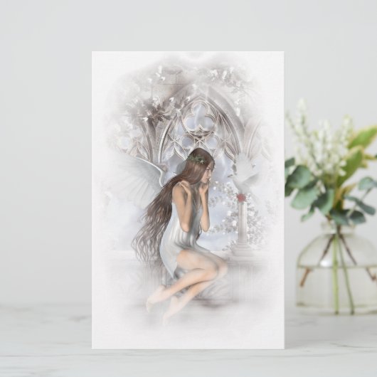 Gothic Angel und ihre Dove Vignette Briefpapier (Stehend Vorderseite)