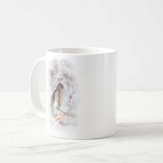 Gothic Angel und ihre Dove Vignette Kaffeetasse (Vorderseite Links)