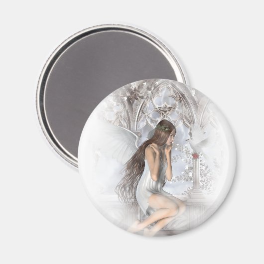 Gothic Angel und ihre Dove Vignette Magnet (Vorderseite/Rückseite)