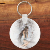 Gothic Angel und ihre Dove Vignette Schlüsselanhänger (Vorderseite)