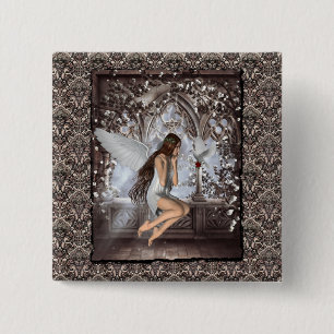 Gothic Angel und ihre Taube Button