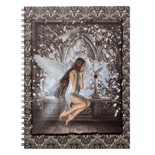 Gothic Angel und ihre Taube Notizblock (Vorderseite)