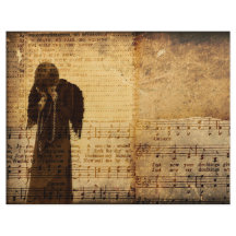 Gothic Angel Vintag Sepia Sheet Music Texture
