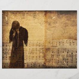 Gothic Angel Vintag Sepia Sheet Music Texture