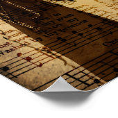 Gothic Angel Vintag Sepia Sheet Music Texture Poster (Ecke)