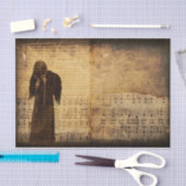 Gothic Angel Vintag Sepia Sheet Music Texture Seidenpapier (Handwerk)