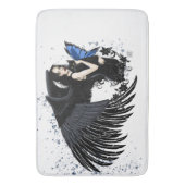 Gothic Angel Wings Black Cat Badematte (Vorderseite Vertikal)