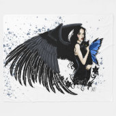 Gothic Angel Wings Black Cat Fleecedecke (Vorderseite (Horizontal))
