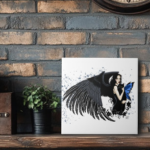 Gothic Angel Wings Black Cat Fliese