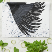 Gothic Angel Wings Black Cat Geschirrtuch (Gefaltet)