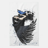 Gothic Angel Wings Black Cat Geschirrtuch (Vertikal)