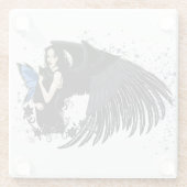 Gothic Angel Wings Black Cat Glasuntersetzer (Rückseite)
