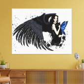 Gothic Angel Wings Black Cat Leinwanddruck (Insitu (Wohnzimmer))