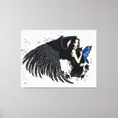 Gothic Angel Wings Black Cat Leinwanddruck (Vorderseite)