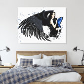 Gothic Angel Wings Black Cat Leinwanddruck (Insitu (Schlafzimmer))