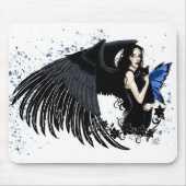 Gothic Angel Wings Black Cat Mousepad (Vorne)