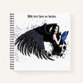 Gothic Angel Wings Black Cat Notizblock (Vorderseite)