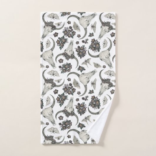 Gothic Animal Skull mit Blume Muster Badhandtuch Set (Handtuch)