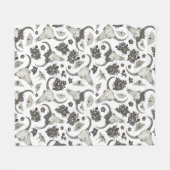 Gothic Animal Skull mit Blume Muster Fleecedecke (Vorderseite (Horizontal))