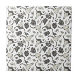 Gothic Animal Skull mit Blume Muster Fliese